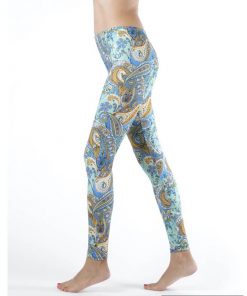 Women's Fashionable Baby Blue Ivy Paisley Printed Ankle Legging