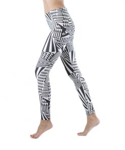 Women's Black & White Horizon Footless Printed Legging