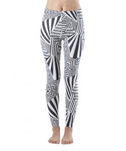Alternative view of Women's Black & White Horizon Footless Printed Legging