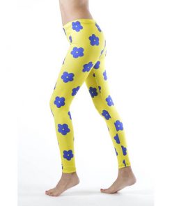 Dinamit Jeans Blue Flower Yellow Ankle Leggings (See More Sizes)