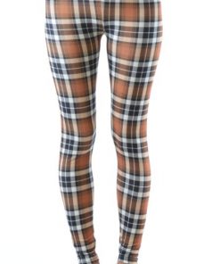 Alternative view of Dinamit Jeans Brown Patch Plaid Ankle Leggings (See More Sizes)