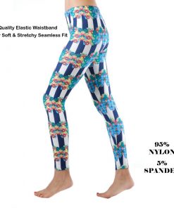 Women's Fashion Navy Striped Floral Ring Footless Leggings