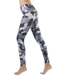 Women's Fashionable Grey Camo Printed Ankle Legging