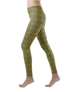 Women's Hypnotic Diamonds Footless Printed Yellow Leggings