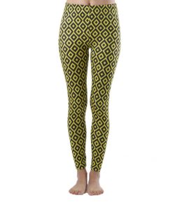 Alternative view of Women's Hypnotic Diamonds Footless Printed Yellow Leggings