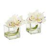 Nearly Natural 1824-S2-CR Cymbidium Orchid Artificial Arrangement in Glass Vase (Set of 2)
