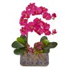 Nearly Natural 1867-BU Phalaenopsis Orchid Artificial Arrangement in Ceramic Vase
