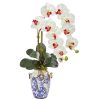 Nearly Natural 1869-WH 31” Phalaenopsis Orchid Artificial Arrangement in Weathered Ocean Vase