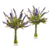 Nearly Natural 1938-S2 15” Lavender Artificial Arrangement in Glass Vase (Set of 2)