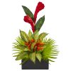 Nearly Natural 1962 Tropical Artificial Arrangement in Black Vase