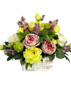 Nearly Natural 1258 Mixed Floral w/White Wash Planter Silk Arrangement