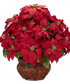 Nearly Natural 1265 Poinsettia w/Decorative Planter Silk arrangement
