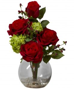 Nearly Natural 1284 Rose & Hydrangea Silk Flower Arrangement
