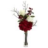 Nearly Natural 1385 Merry Christmas Rose Hydrangea Arrangement