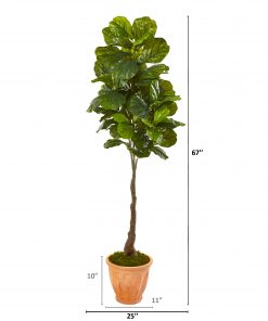 Alternative view of Nearly Natural 9692 67” Fiddle Leaf Artificial Tree in Terra-Cotta Planter (Real Touch)
