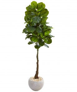 Nearly Natural 9728 65” Fiddle Leaf Artificial Tree in Sand Colored Planter (Real Touch)